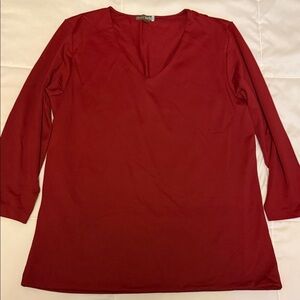 Elegant Deep Red V-Neck Long Sleeve Top